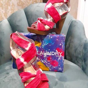 Miss Sixty HOTT pink & white tie dye wrap Yolanda leather heels